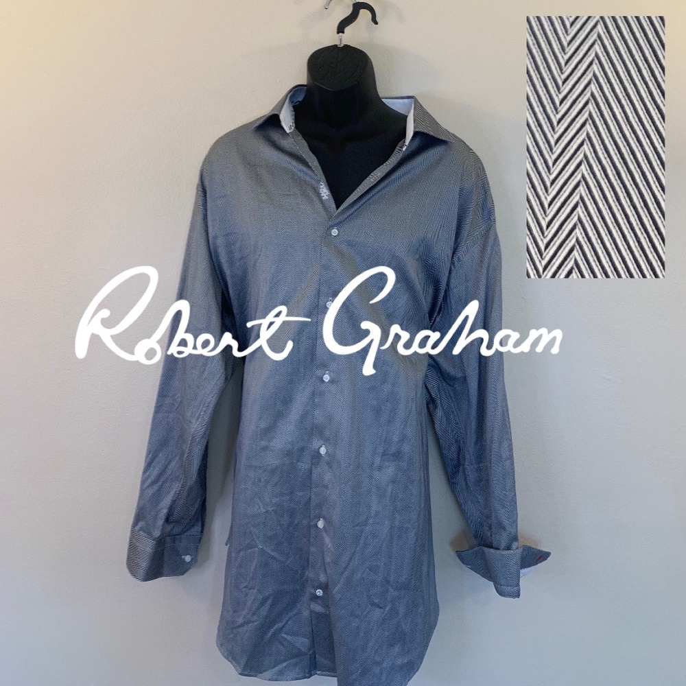 Robert Graham Herringbone Dress Shirt 19/36-37